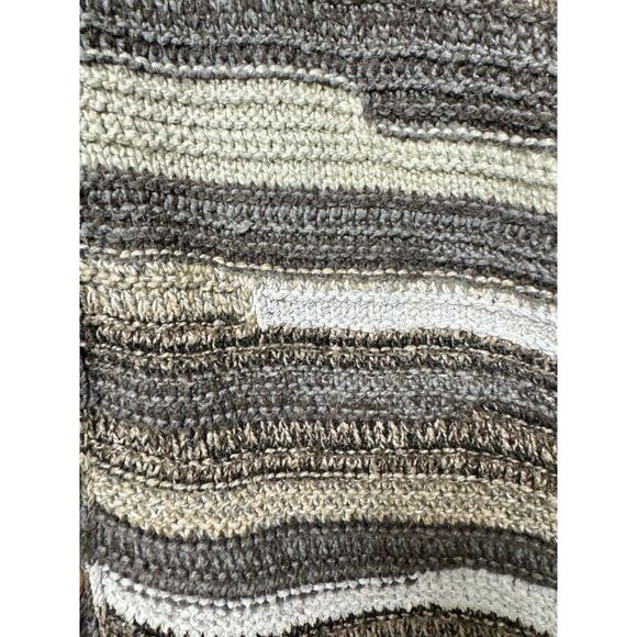 J. JILL Intarsia Cardigan Sweater Chunky Textured Knit Gray, Sz LP - Picture 8 of 11